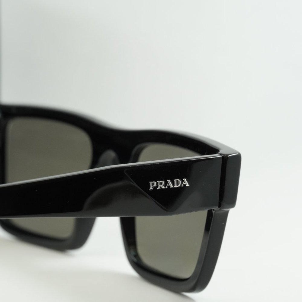 💯 NEW PRADA PR19WS 1AB2B0 SHINY BLACK/MIRROR GREY UNISEX SUNGLASSES - Picture 3 of 10